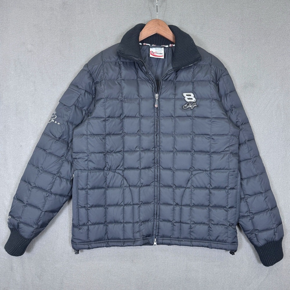 Chase Authentics Puffer Jacket Men XL Black Dale Earnhardt Jr Budweiser Racing